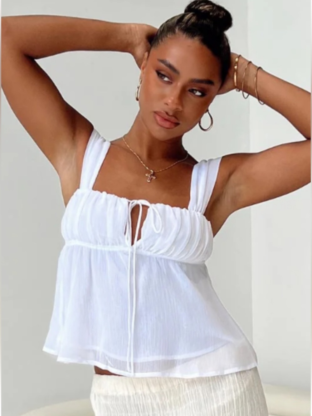 Princess Polly Mooney Top Ivory White Babydoll Tank NWT Size 6 Cottagecore